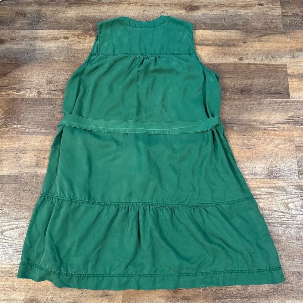 Lane Bryant Shirt Dress 22 Forest Green Sleeveless Tie Belt Pockets Office READ - Picture 4 of 11